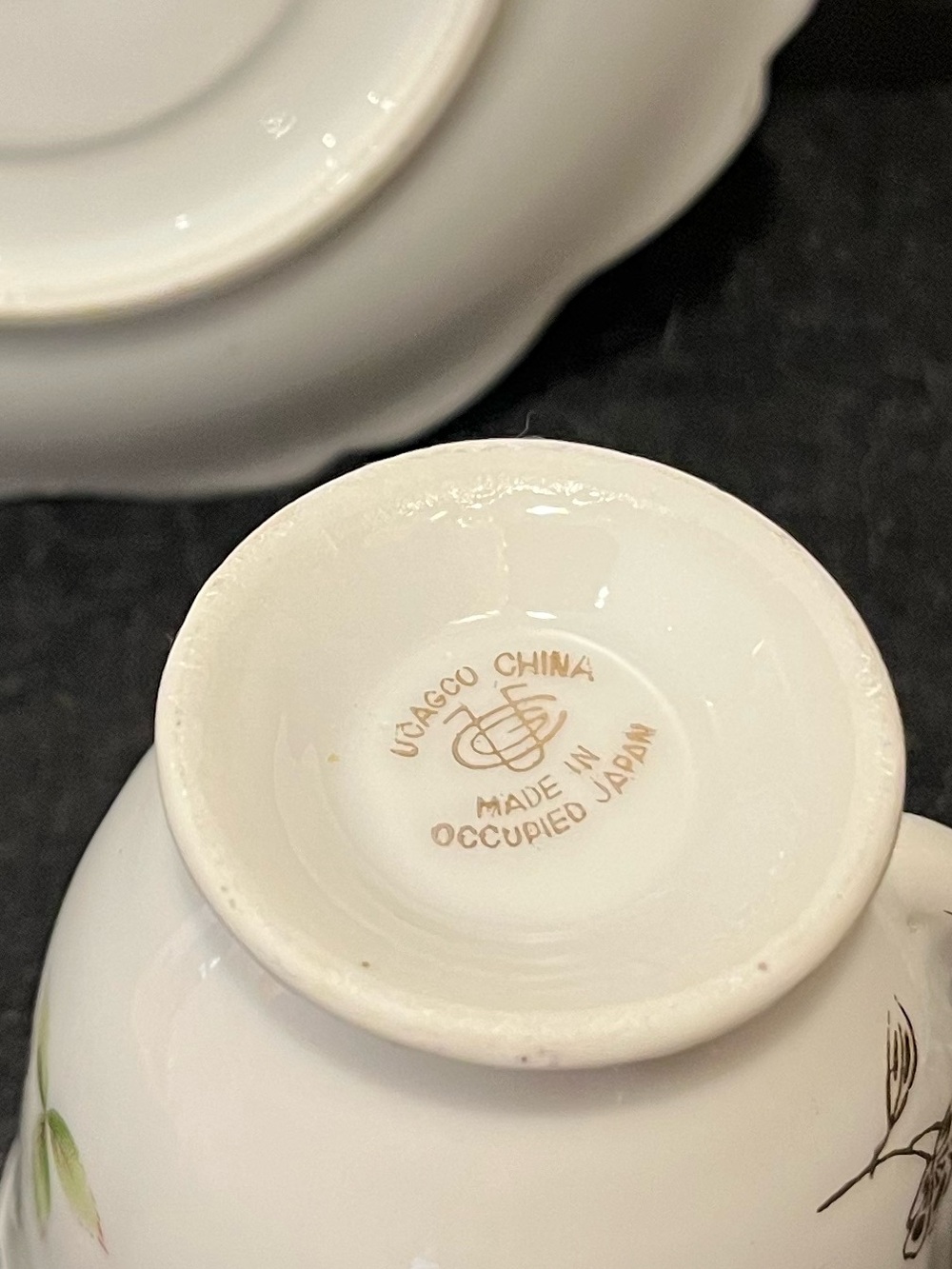 VTG Ucagco Demitasse Cup & Saucer with Cherry Motif & Gold Trim Made Occ. Japan - Picture 8 of 14